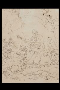 Francesco Londonio (Mailand, 1723–1783) Drei Zeichnungen, die Figuren in einer ländlichen Landschaft mit Vieh darstellen